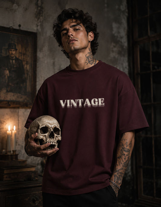 Vintage Skull Floral Graphic Terry Oversized Tee