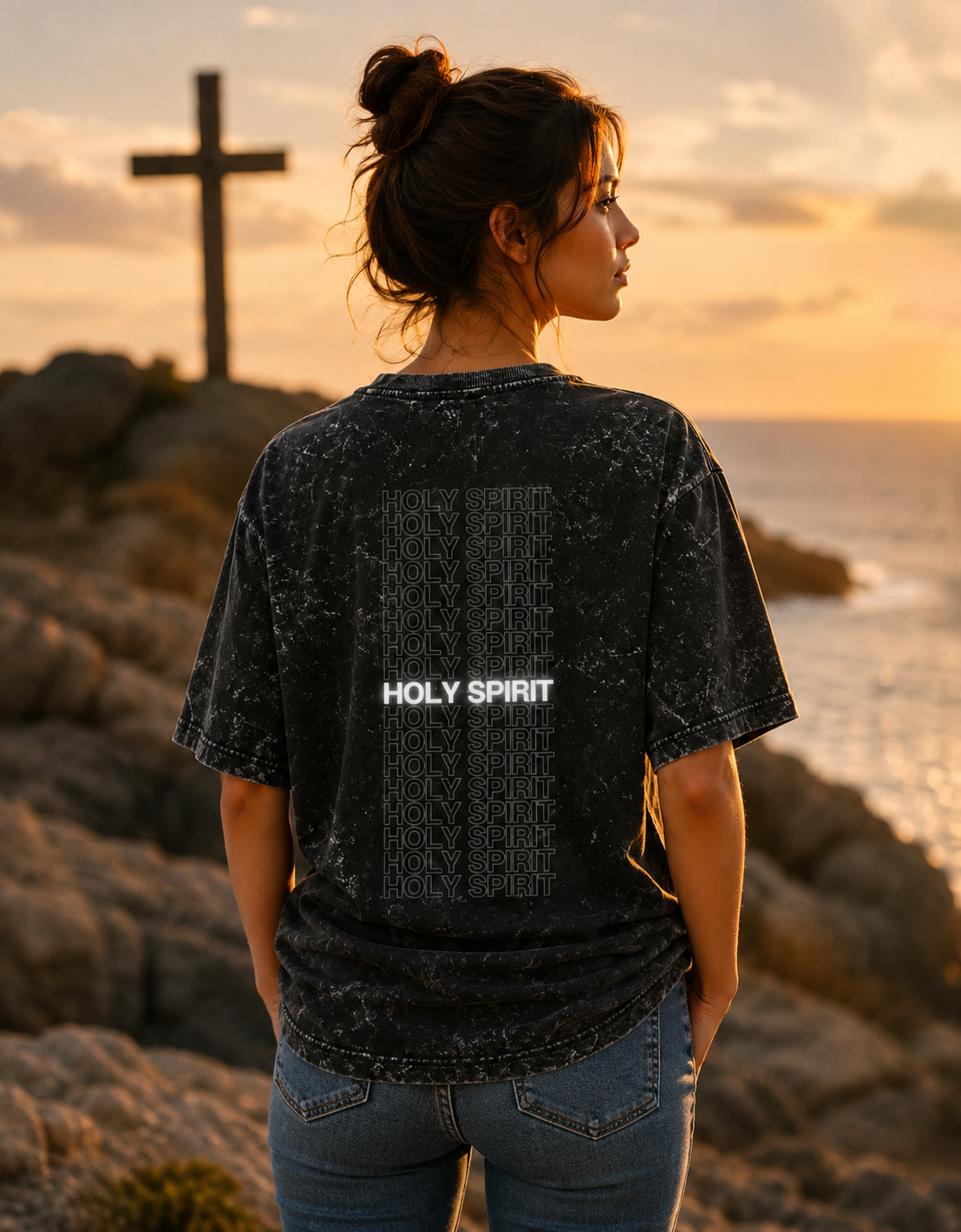 Holy Spirit: Acid Washed Oversized T-Shirt