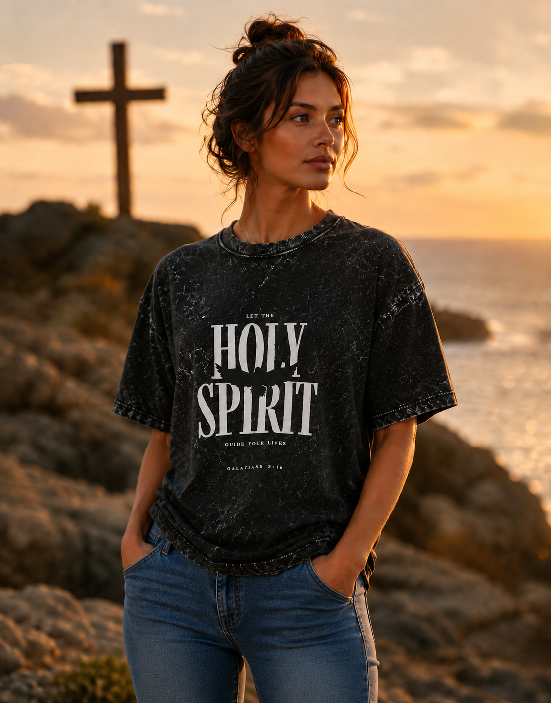 Holy Spirit: Acid Washed Oversized T-Shirt