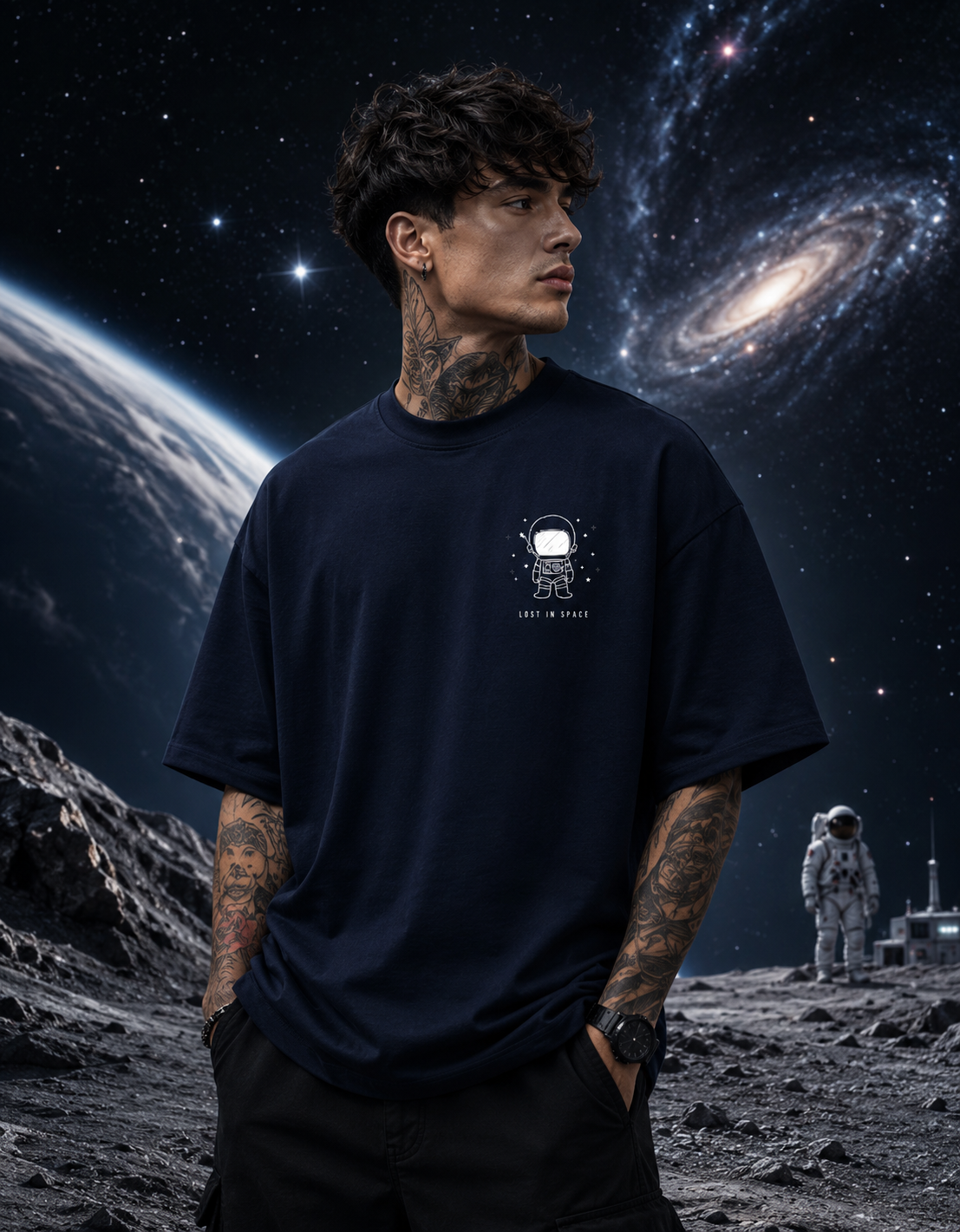 Outer Space Graphic Terry Oversized Tee