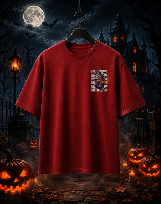 Laughing Halloween Wolf: Premium Unisex Oversized Graphic T-Shirt