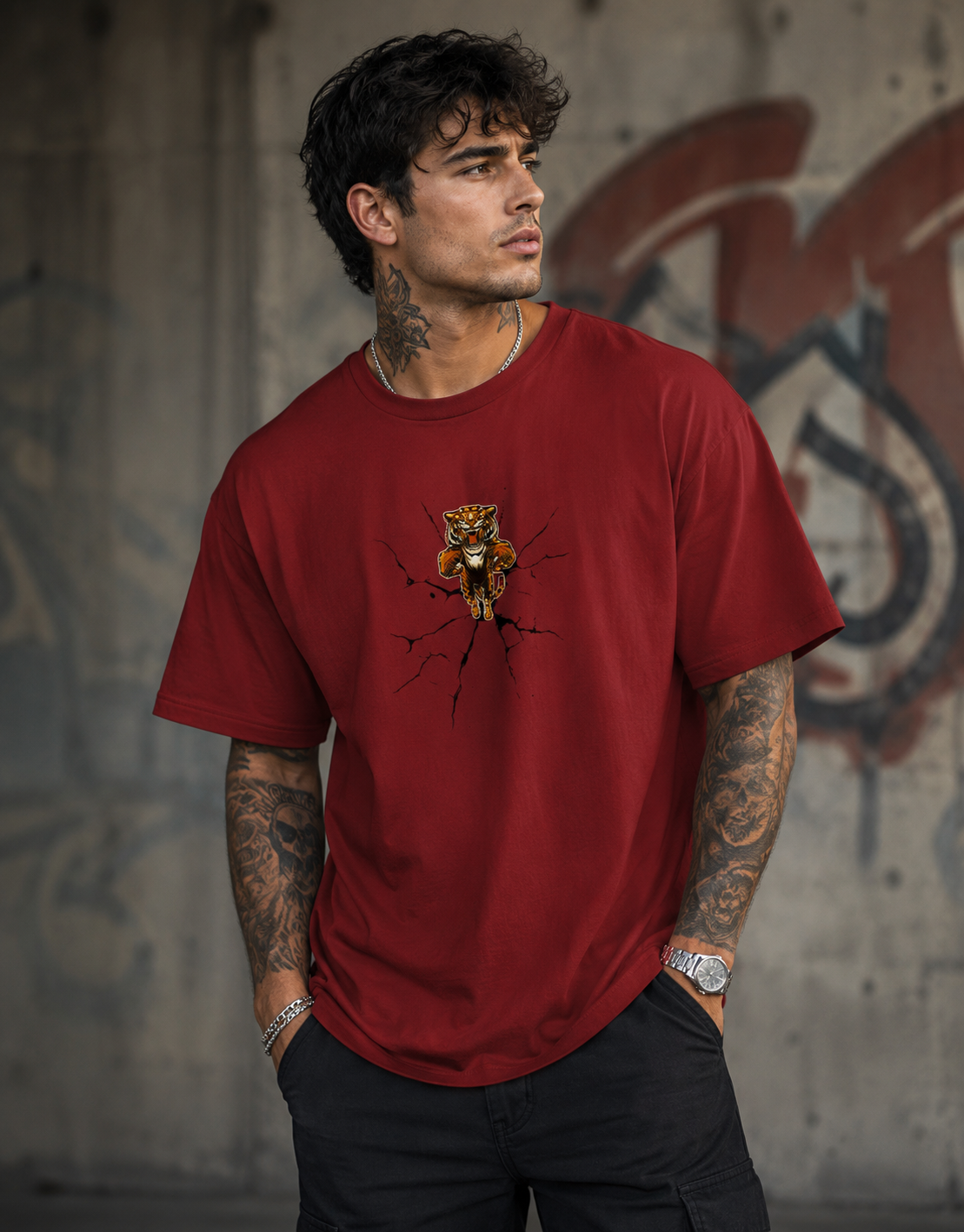 TIGER ZERO LIMIT Oversized Graphic T-Shirt