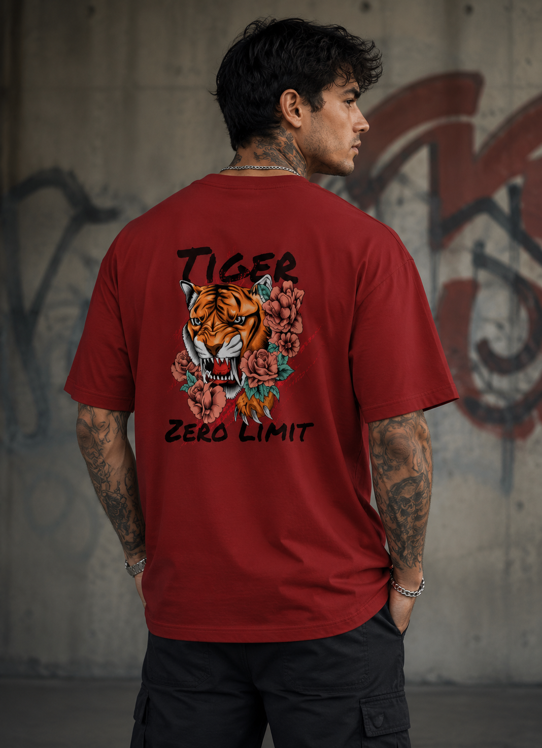 TIGER ZERO LIMIT Oversized Graphic T-Shirt