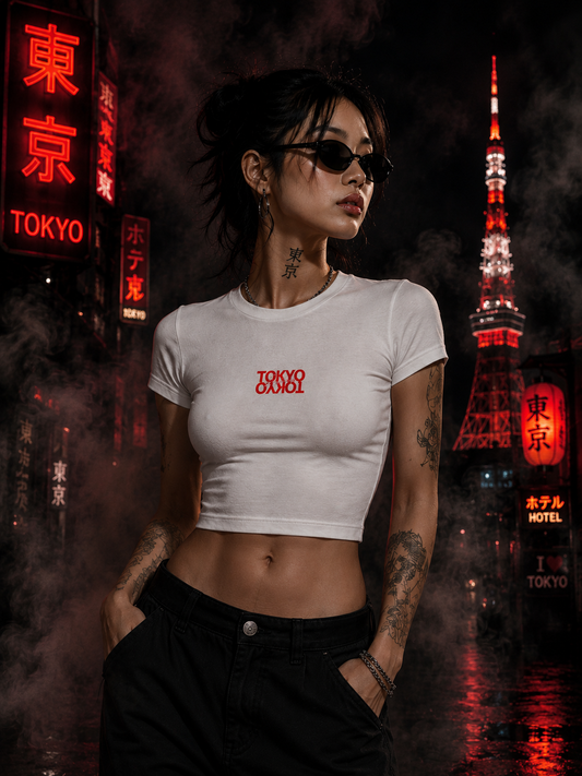 "Tokyo" Graphic Baby Tee - Cotton Stretch